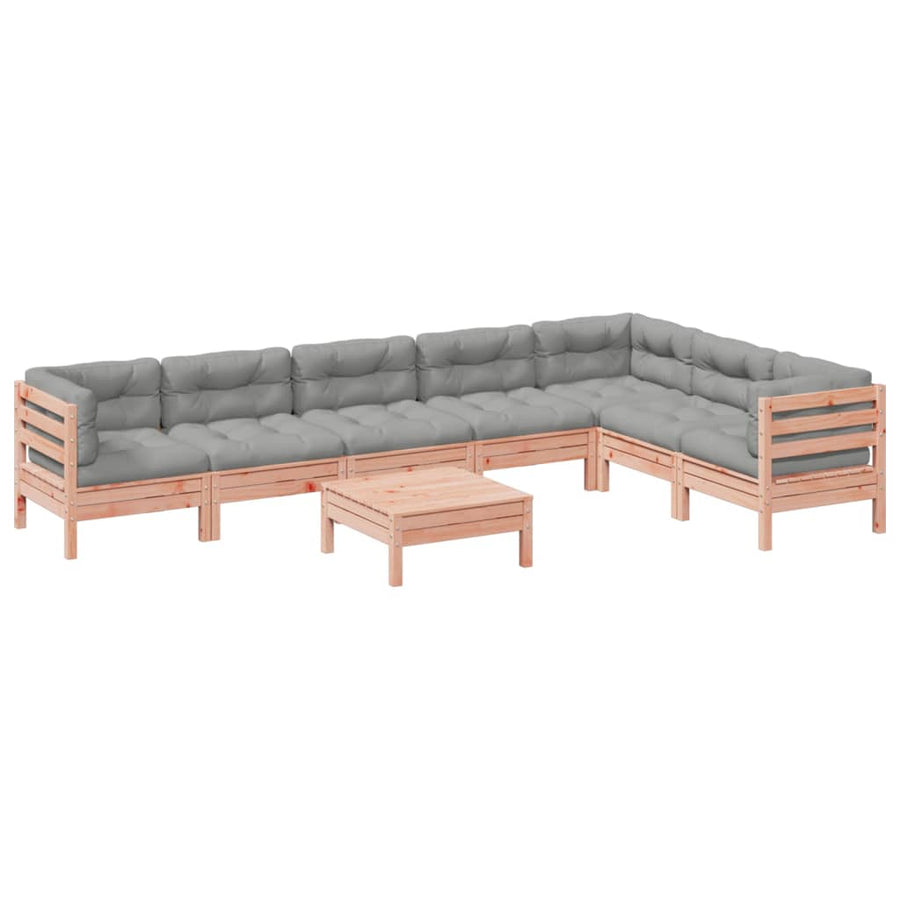 8 Piece Garden Sofa Set with Cushions Solid Wood Douglas Fir