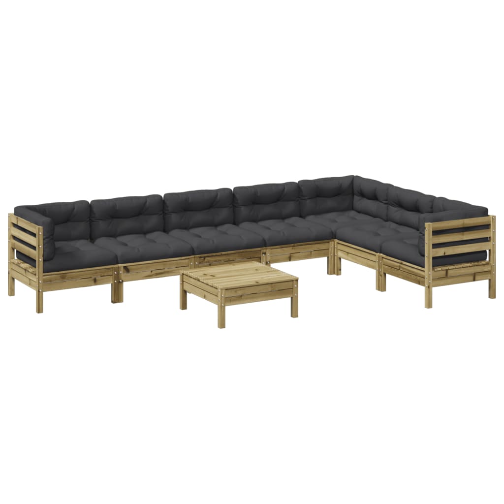 8 Piece Garden Sofa Set with Cushions Impregnated Wood Pine