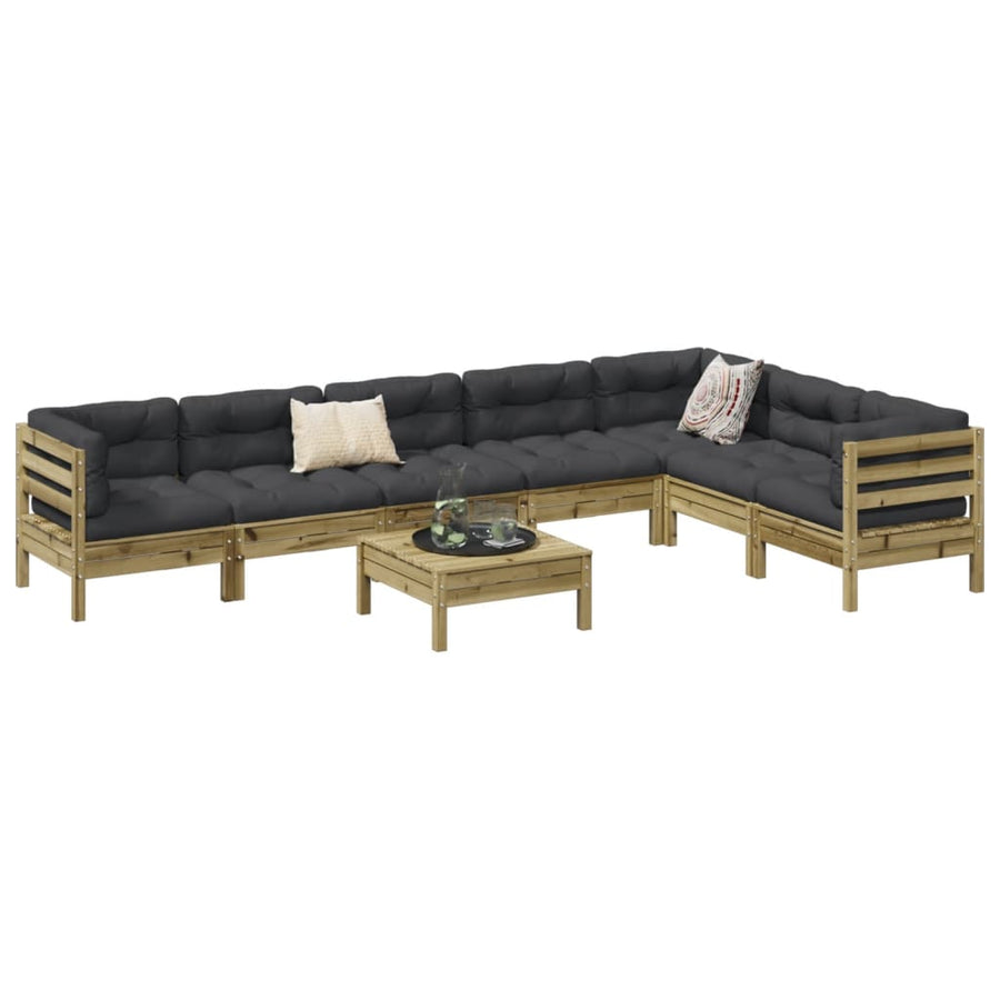 8 Piece Garden Sofa Set with Cushions Impregnated Wood Pine