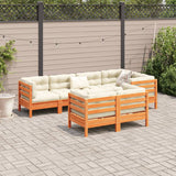 7 Piece Garden Sofa Set with Cushions Wax Brown Solid Wood Pine - Side View