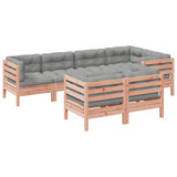 7 Piece Garden Sofa Set with Cushions Solid Wood Douglas Fir - Front View