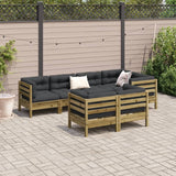 7 Piece Garden Sofa Set with Cushions Impregnated Wood Pine - Side View