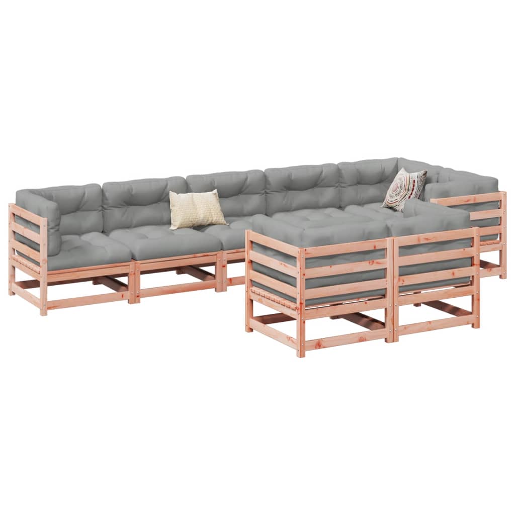 8 Piece Garden Sofa Set with Cushions Solid Wood Douglas Fir
