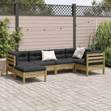 6 Piece Garden Sofa Set with Cushions Impregnated Wood Pine - Side View