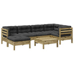 7 Piece Garden Sofa Set with Cushions Impregnated Wood Pine