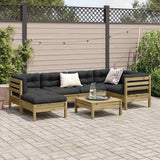 7 Piece Garden Sofa Set with Cushions Impregnated Wood Pine - Side View