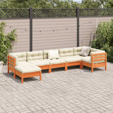 7 Piece Garden Sofa Set with Cushions Wax Brown Solid Wood Pine - Side View