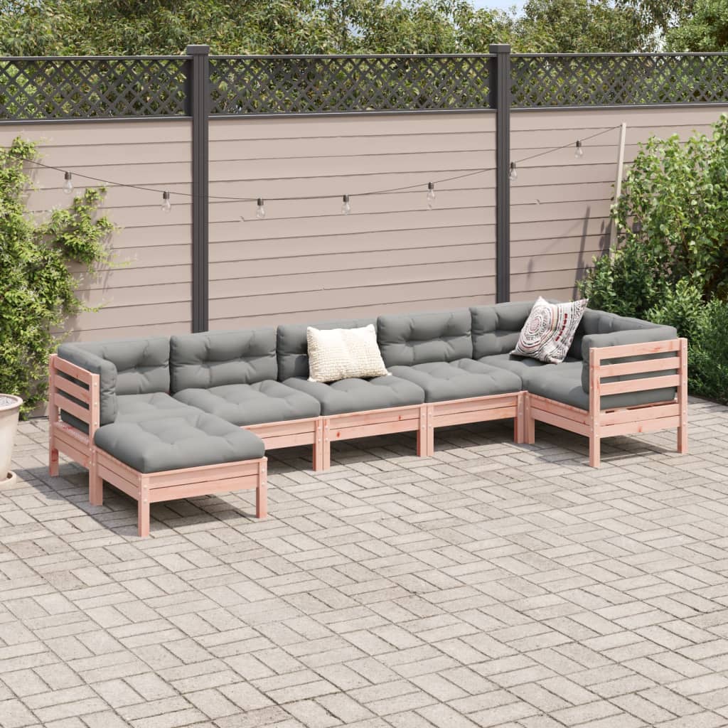 7 Piece Garden Sofa Set with Cushions Solid Wood Douglas Fir