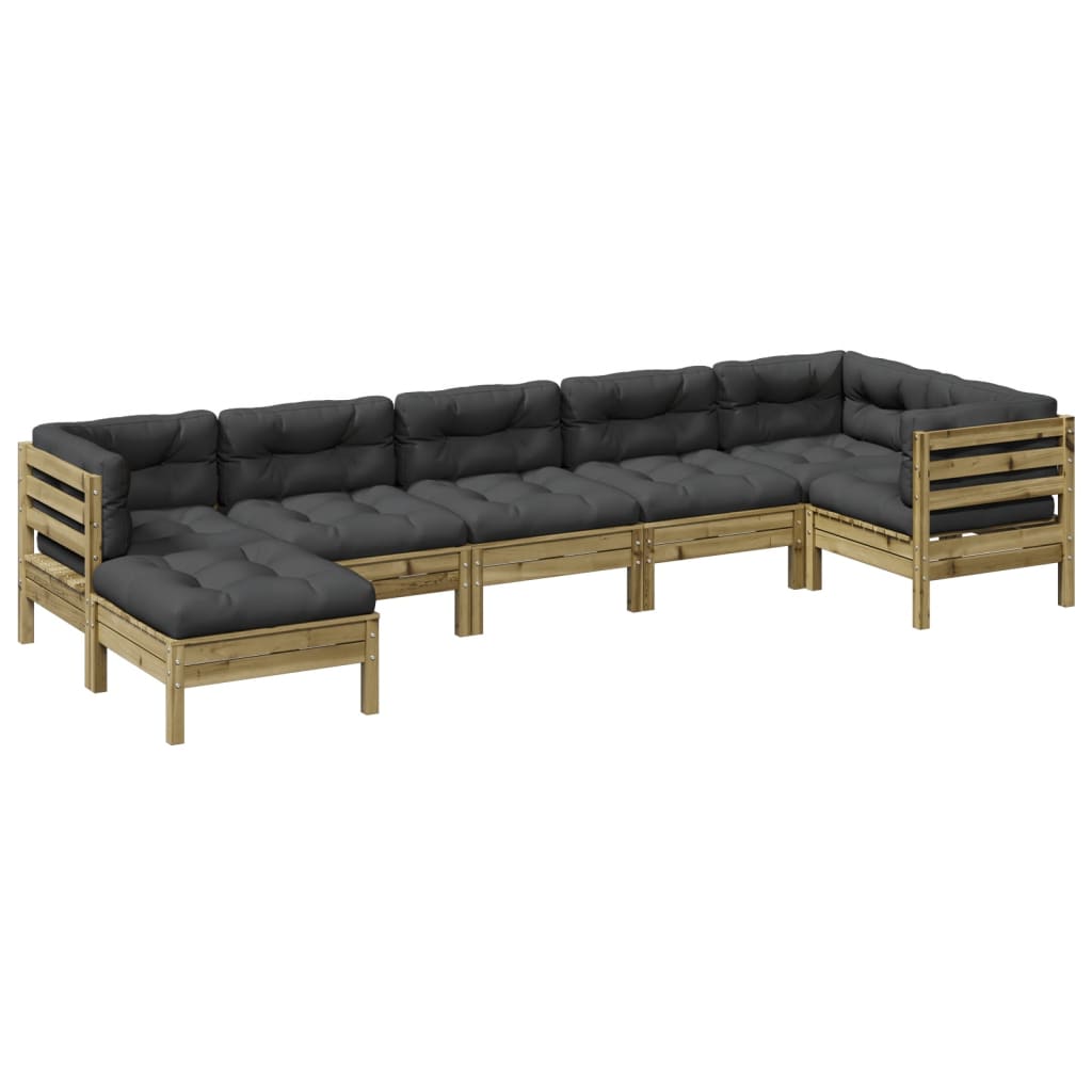 7 Piece Garden Sofa Set with Cushions Impregnated Wood Pine