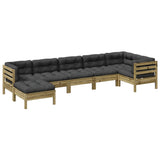 7 Piece Garden Sofa Set with Cushions Impregnated Wood Pine - Front View