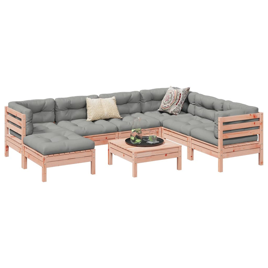 8 Piece Garden Sofa Set with Cushions Solid Wood Douglas Fir