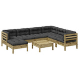 8 Piece Garden Sofa Set with Cushions Impregnated Wood Pine