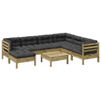 8 Piece Garden Sofa Set with Cushions Impregnated Wood Pine