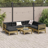 8 Piece Garden Sofa Set with Cushions Impregnated Wood Pine