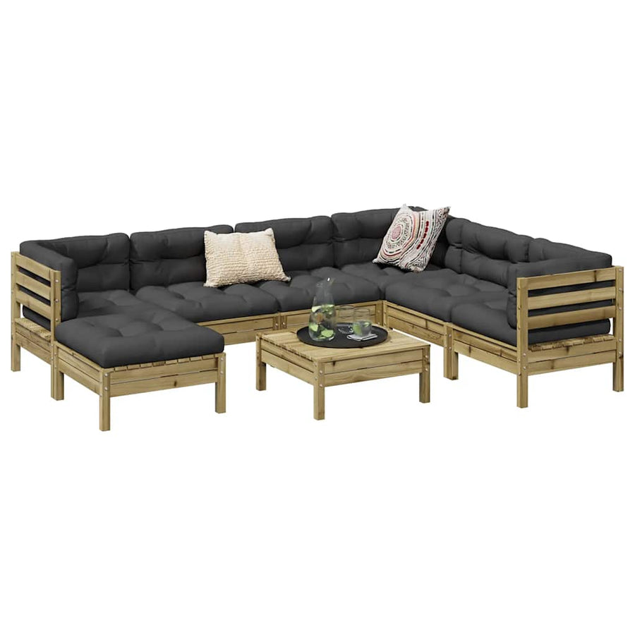 8 Piece Garden Sofa Set with Cushions Impregnated Wood Pine