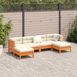 6 Piece Garden Sofa Set with Cushions Wax Brown Solid Wood Pine - Side View