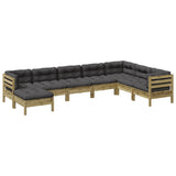 8 Piece Garden Sofa Set with Cushions Impregnated Wood Pine - Front View