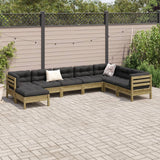 8 Piece Garden Sofa Set with Cushions Impregnated Wood Pine - Side View