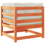 6 Piece Garden Sofa Set with Cushions Wax Brown Solid Wood Pine - Rear View