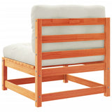 6 Piece Garden Sofa Set with Cushions Wax Brown Solid Wood Pine - Close-Up Angle