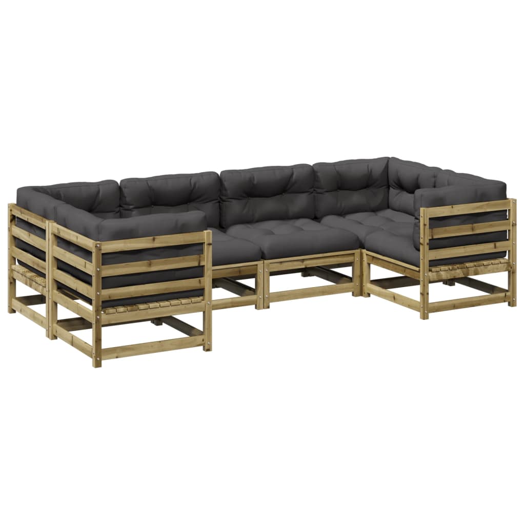 6 Piece Garden Sofa Set with Cushions Impregnated Wood?Pine