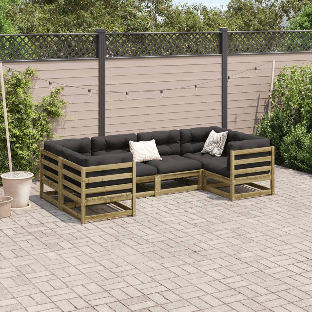 6 Piece Garden Sofa Set with Cushions Impregnated Wood?Pine