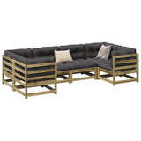 6 Piece Garden Sofa Set with Cushions Impregnated Wood?Pine