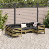 6 Piece Garden Sofa Set with Cushions Impregnated Wood?Pine