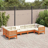 7 Piece Garden Sofa Set with Cushions Wax Brown Solid Wood Pine - Side View