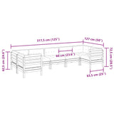 7 Piece Garden Sofa Set with Cushions Wax Brown Solid Wood Pine - Extra Image