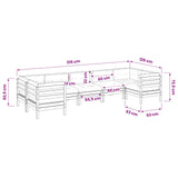 7 Piece Garden Sofa Set with Cushions Wax Brown Solid Wood Pine