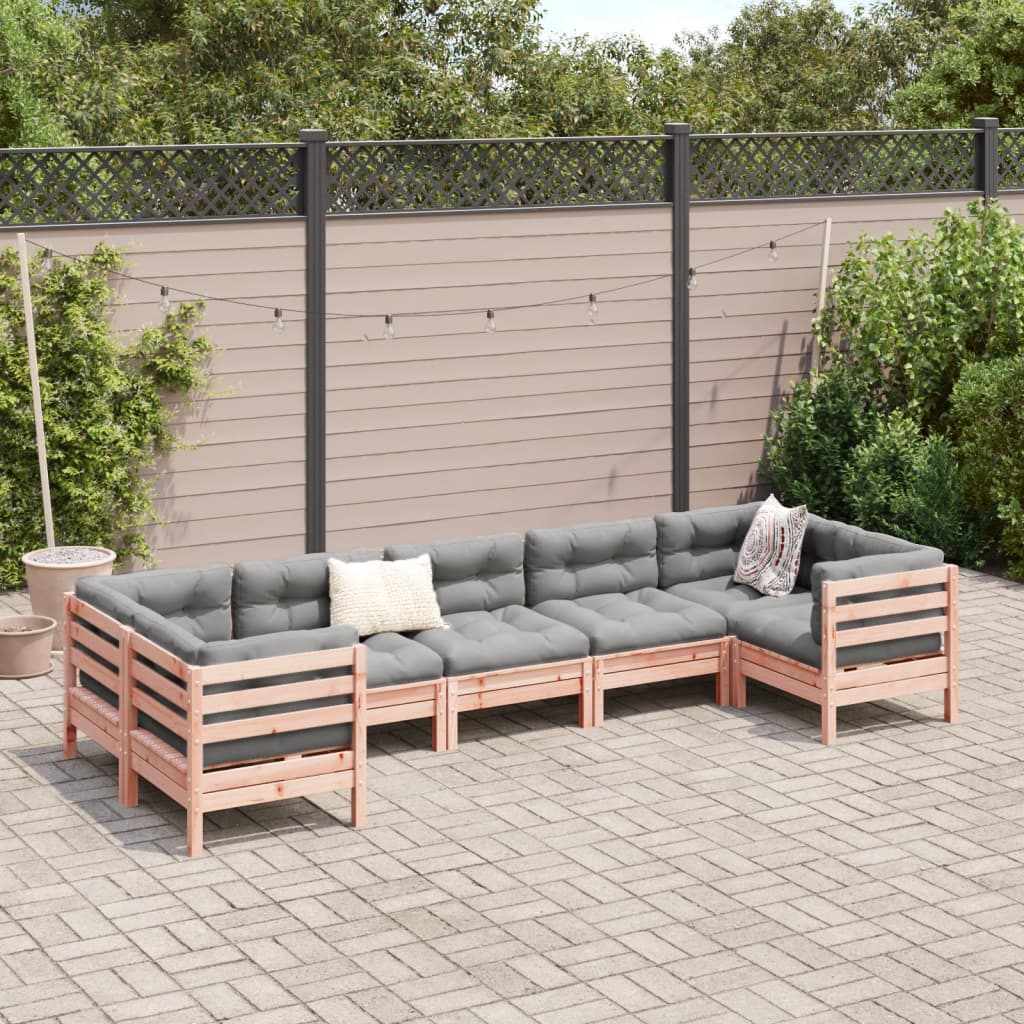 7 Piece Garden Sofa Set with Cushions Solid Wood?Douglas Fir