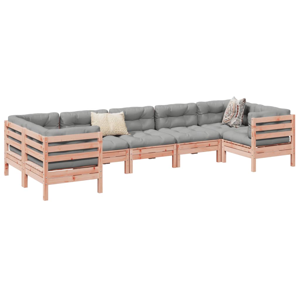 7 Piece Garden Sofa Set with Cushions Solid Wood?Douglas Fir