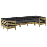 7 Piece Garden Sofa Set with Cushions Impregnated Wood Pine - Front View
