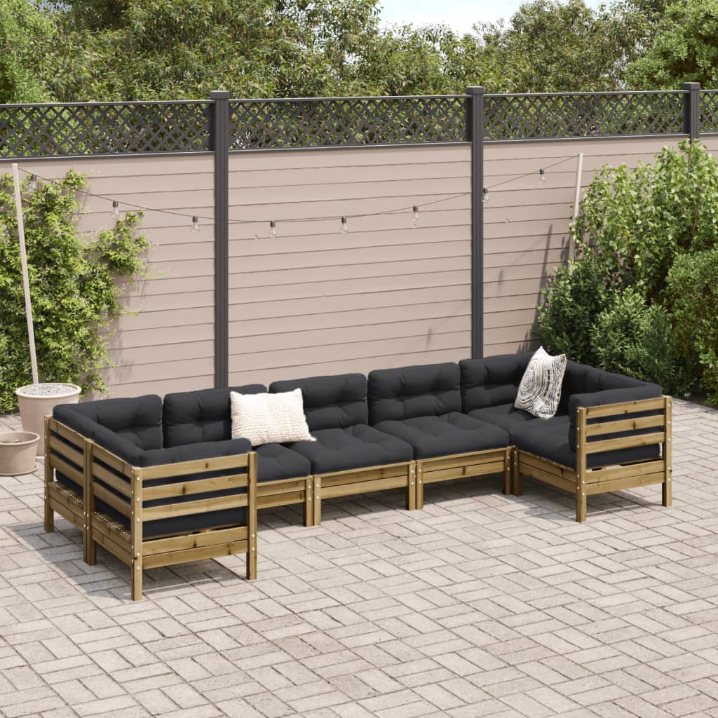 7 Piece Garden Sofa Set with Cushions Impregnated Wood?Pine