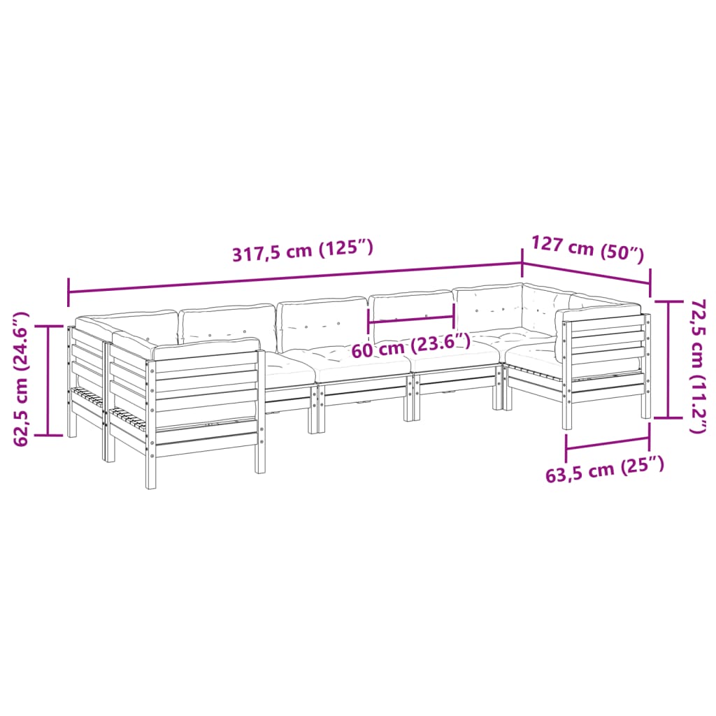 7 Piece Garden Sofa Set with Cushions Impregnated Wood?Pine