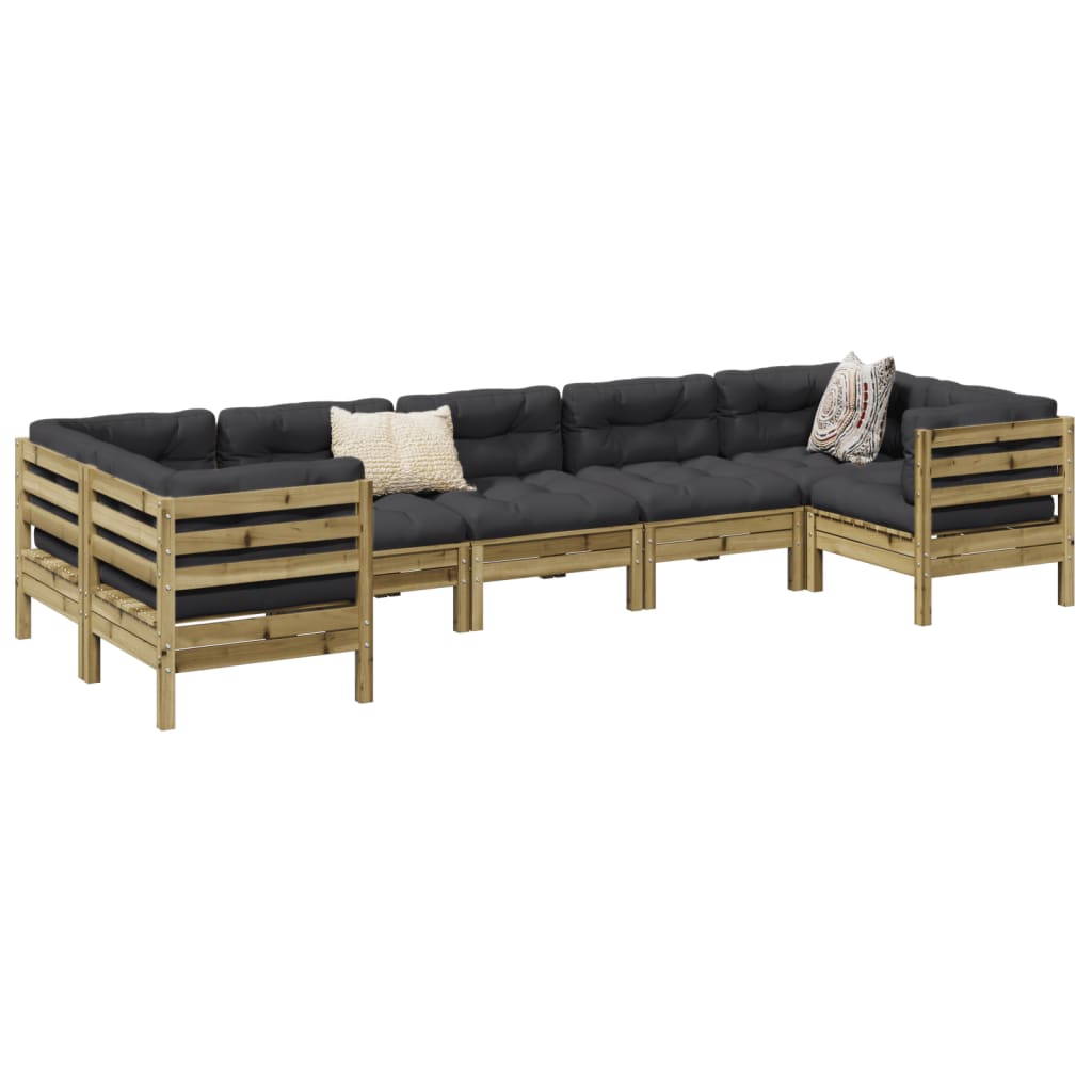 7 Piece Garden Sofa Set with Cushions Impregnated Wood?Pine