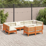 9 Piece Garden Sofa Set with Cushions Wax Brown Solid Wood Pine - Side View