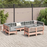 9 Piece Garden Sofa Set with Cushions Solid Wood Douglas Fir - Side View