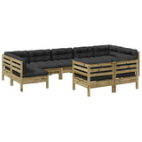 9 Piece Garden Sofa Set with Cushions Impregnated Wood Pine - Front View