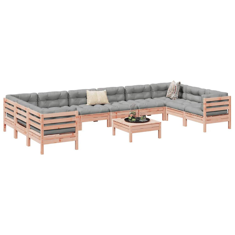 11 Piece Garden Sofa Set with Cushions Solid Wood Douglas Fir