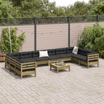 11 Piece Garden Sofa Set with Cushions Impregnated Wood Pine