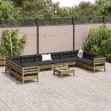 11 Piece Garden Sofa Set with Cushions Impregnated Wood Pine - Side View