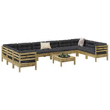 11 Piece Garden Sofa Set with Cushions Impregnated Wood Pine