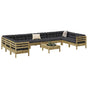 11 Piece Garden Sofa Set with Cushions Impregnated Wood Pine