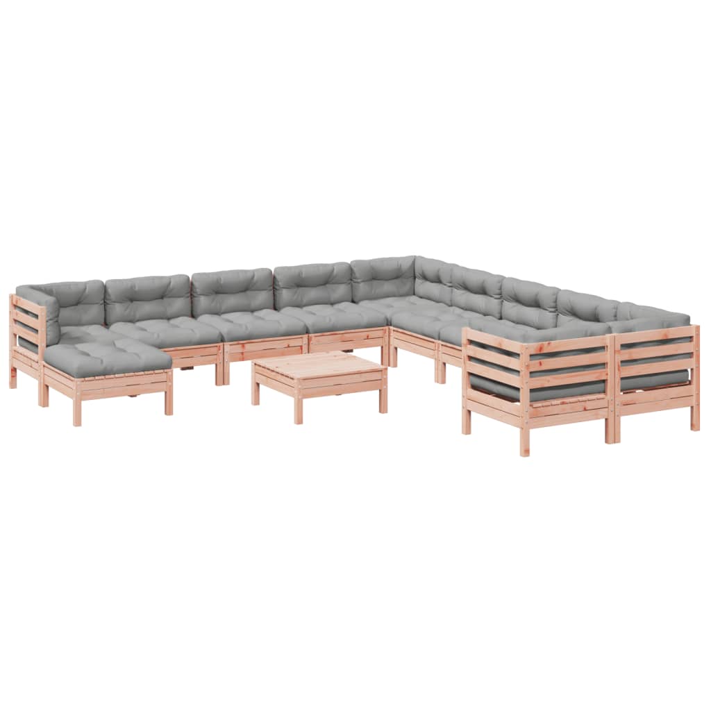 12 Piece Garden Sofa Set with Cushions Solid Wood Douglas Fir