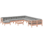 12 Piece Garden Sofa Set with Cushions Solid Wood Douglas Fir