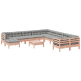 12 Piece Garden Sofa Set with Cushions Solid Wood Douglas Fir - Front View