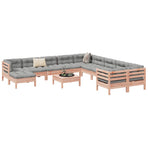 12 Piece Garden Sofa Set with Cushions Solid Wood Douglas Fir