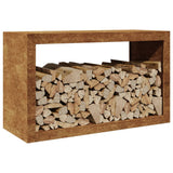 Firewood Rack 100x40x60 cm Weathering Steel - Side View